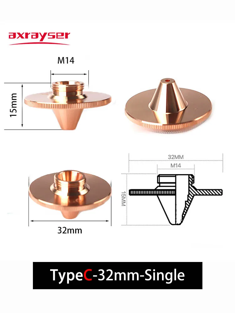 Все типы лазерных насадок для волоконной режущей головки Raytools Precitec WSX D32 M14 H15 1,5 одинарный двухслойный хромированный