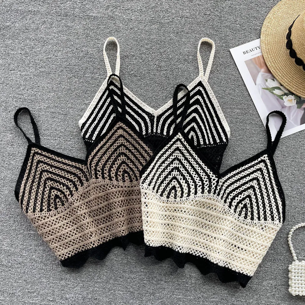 

Женский трикотажный топ с V-образным вырезом, без рукавов