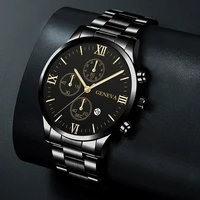2022 fashion mens quartz watch classic gold wristwatch stainless steel luxury calendar men business watches relogio masculino