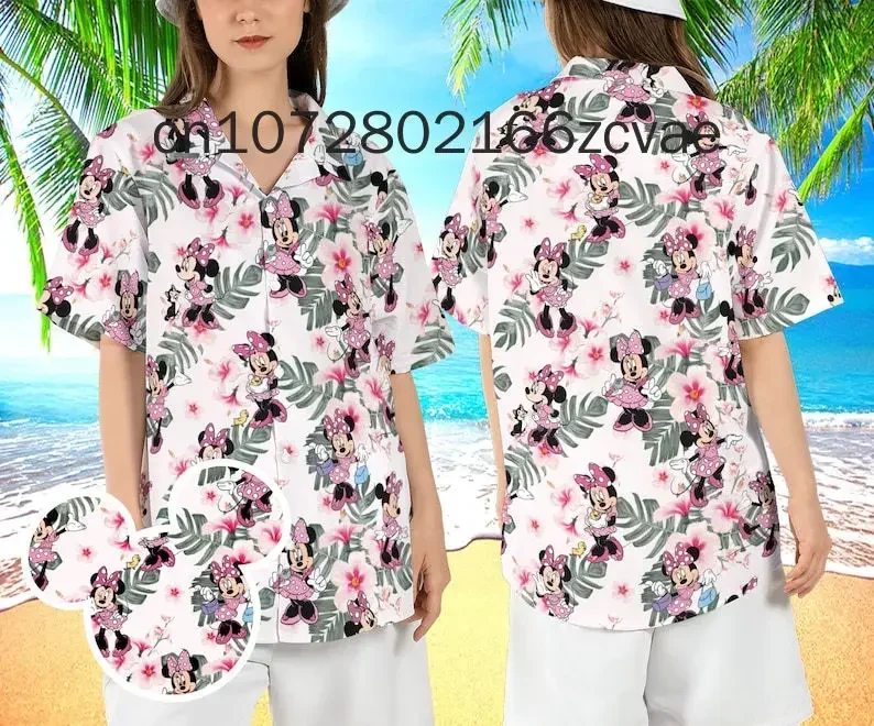 Гавайская рубашка в богемном стиле с Микки Маусом и волшебным замком мужская