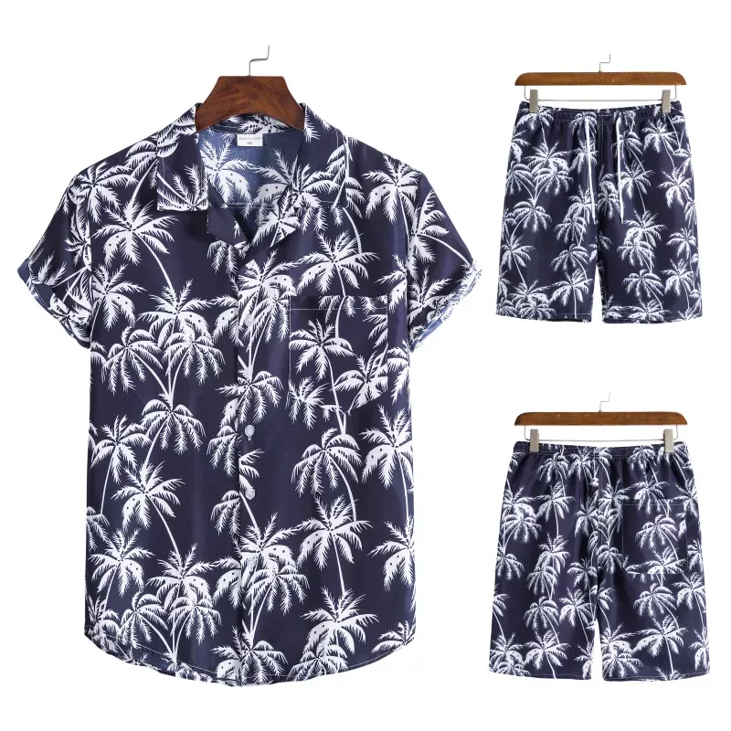 

NEW IN Summer Floral Hawaiian Shirt Set Men 2 piece Suit Short Sleeve Beach Shirt Sets Casual Loose Comfy Pajamas Andhome Clothe