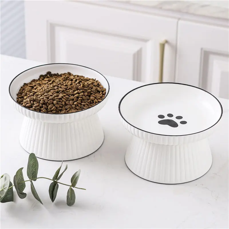 

Cute Pet Bowl Cartoon Pet Feeder High-foot Single Mouth Skidproof Ceramic Dog Cat Food Bowls Pets Drinking Feeding Container