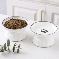 cute pet bowl cartoon pet feeder high foot single mouth skidproof ceramic dog cat food bowls pets drinking feeding container