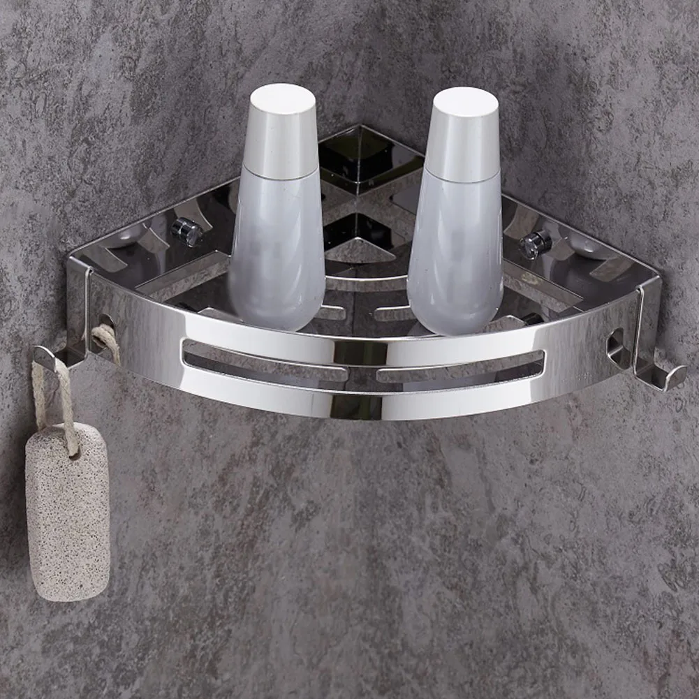 

Storage Basket Shower Caddy Modern Kitchen Shelf Home Organizer Self Adhesive Stainless Steel Wall Mounted Bathroom Punch Free