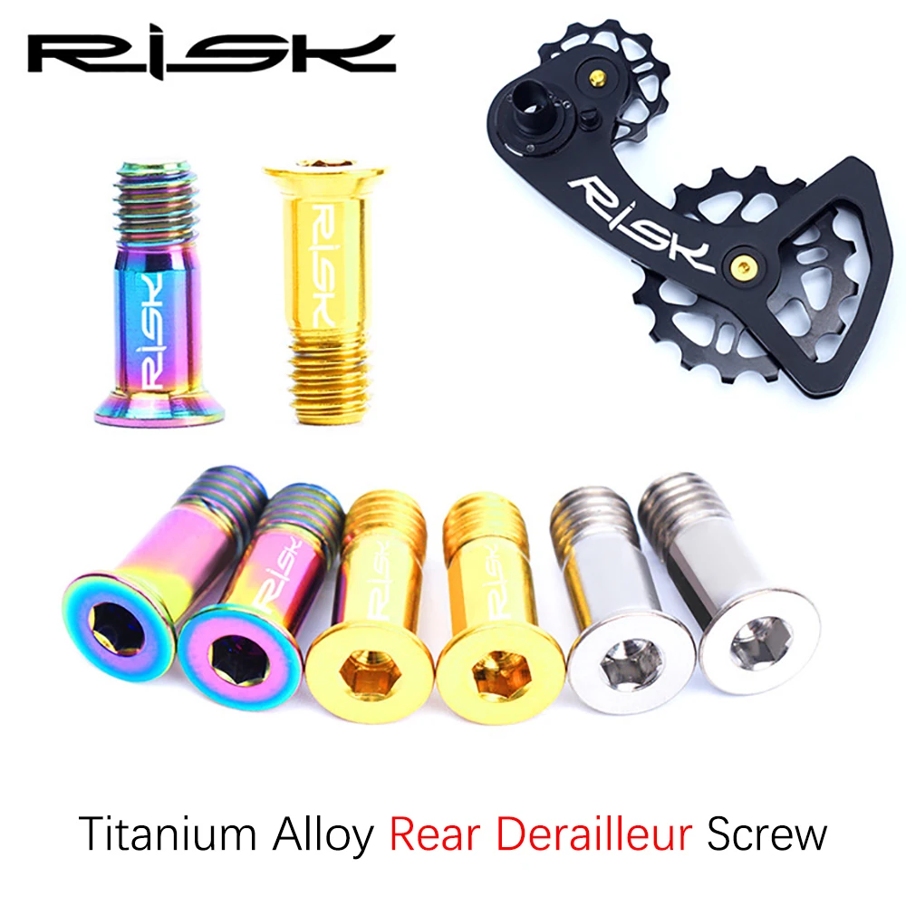 

RISK bike pulley bolts Rear Derailleur Screw bolts Bicycle Titanium Alloy Flat Hollow 2pcs for Mountain Bike Road Bike