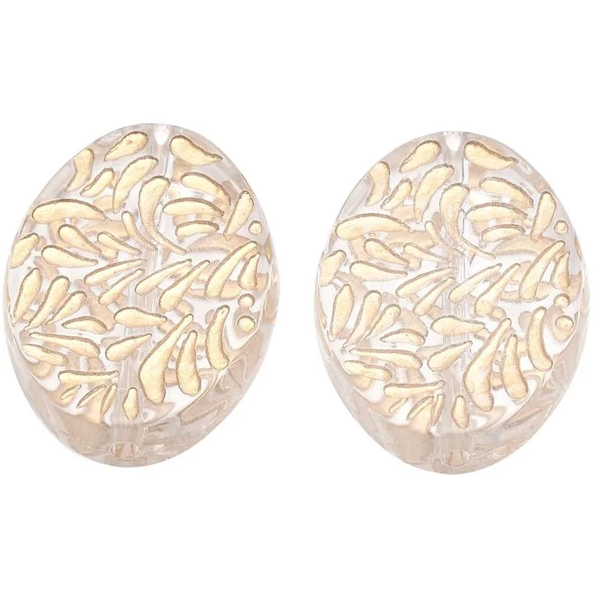 

About 232pcs Plating Acrylic Beads Gold Blocking Oval and Clear for Jewelry Making Findings 28x20x5.5mm