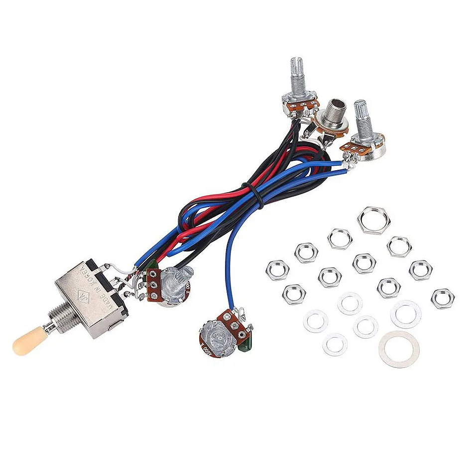

Electric Guitar Wiring Harness Kit 2T2V 3 Way Toggle Switch 500K Pots&Jack Guitar Replacement for LP Guitar