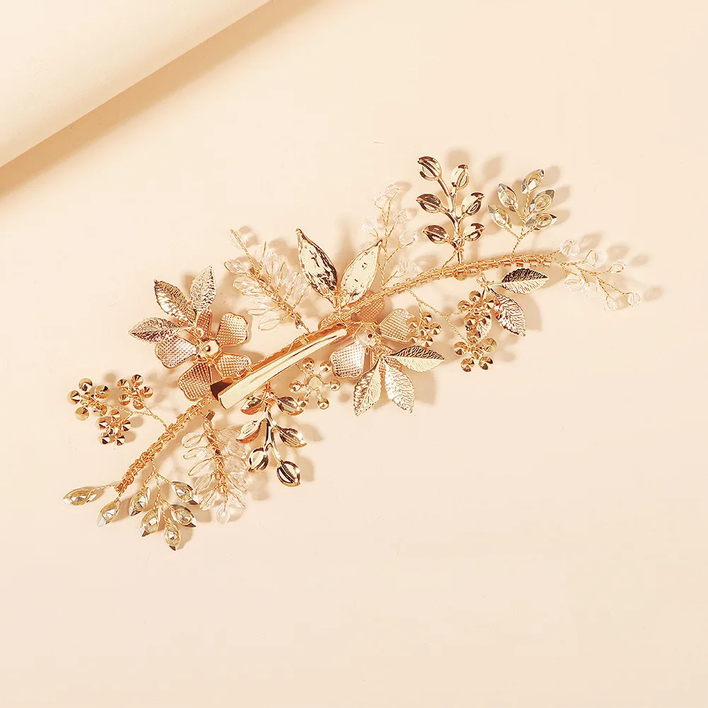 

Women Leaf Shape Metal Barrette Clip Hairpins Handmade Gold Leaf Bridal Hair Accessories DIY Wedding Hairstyle Design Tools