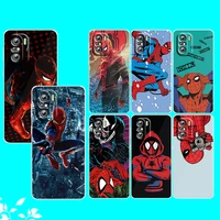 marvel super spider man for xiaomi redmi note 10s 10 k50 k40 gaming pro 10 9at 9a 9c 9t 8 7a 6a 5 4x transparent phone case