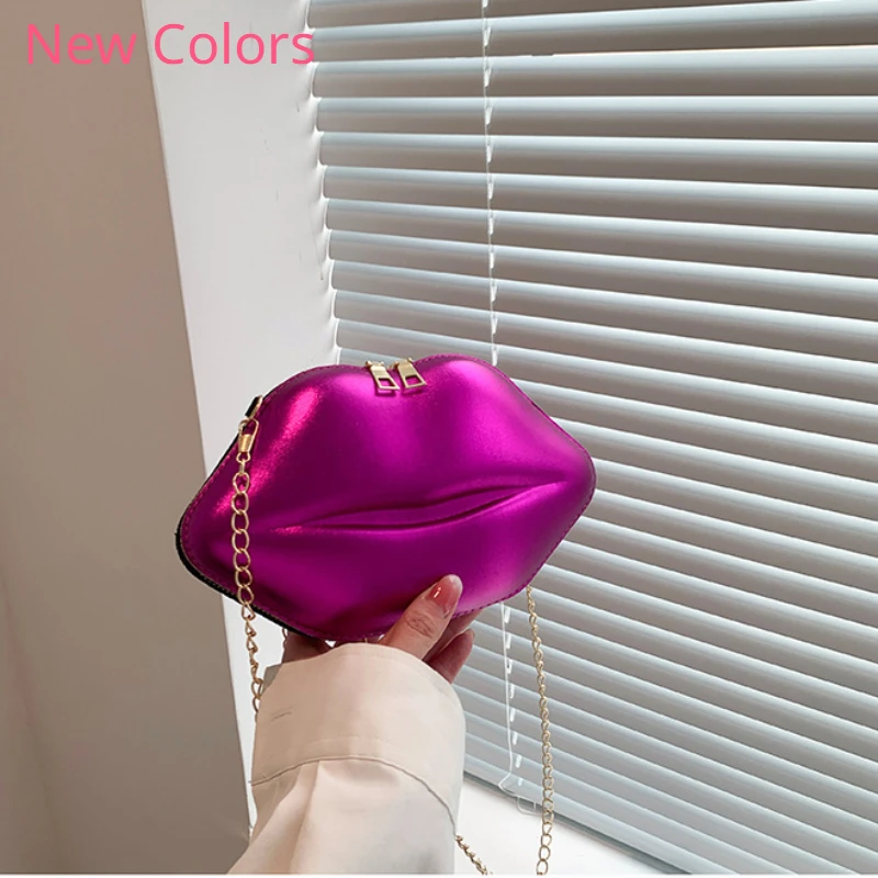 

Mini Bags for Women 2023 New Fashion All-match Women's Shoulder Bag PU Solid Color Zipper Crossbody Patent Leather Lip Chain Bag