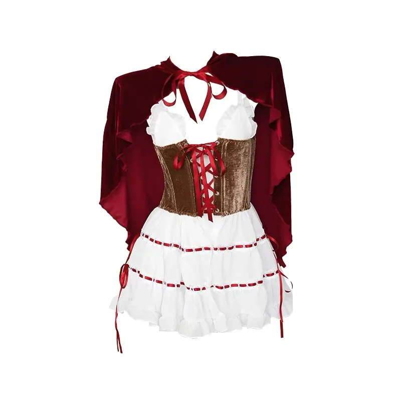 Средневековое женское платье и плащ с капюшоном косплей сказка Красная Шапочка