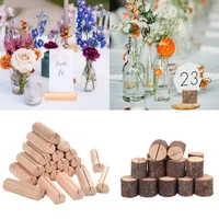 5pcs rustic wedding decoration table wood place memo card holders stand card photo clip holder birthday party number name sign