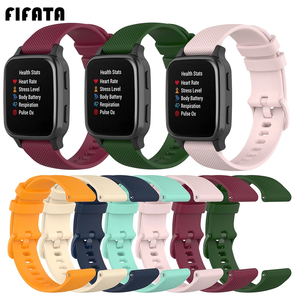 

FIFATA 20MM Colorful Soft Silicone Plaid Texture Watch Strap For Garmin Venu/Venu SQ/Huami Amazfit GTS/GTS 2/Bip/Bip U Wristband