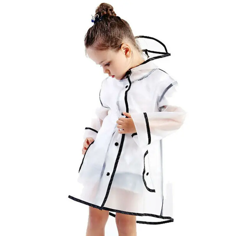 

Fashion EVA Kids Raincoat Waterproof Rain Poncho Clear Transparent Tour Children Raincoat Student Rainsuit Protective Covers