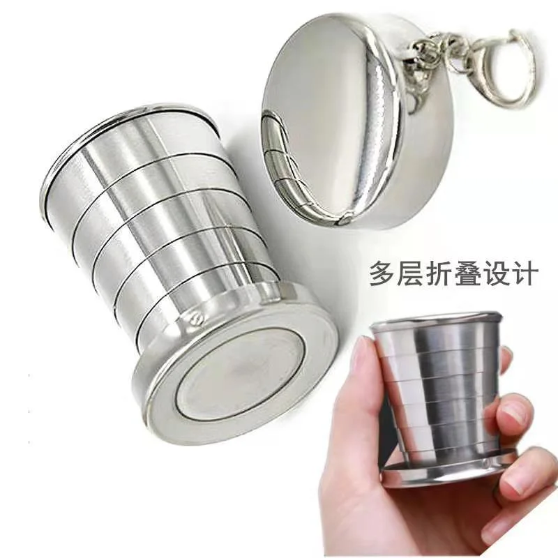 

75/150ML Stainless Steel Folding Cup Stainless Steel Folding Retractable Cup Folding Cup Blackjack Cup Teacups Teaware Folding