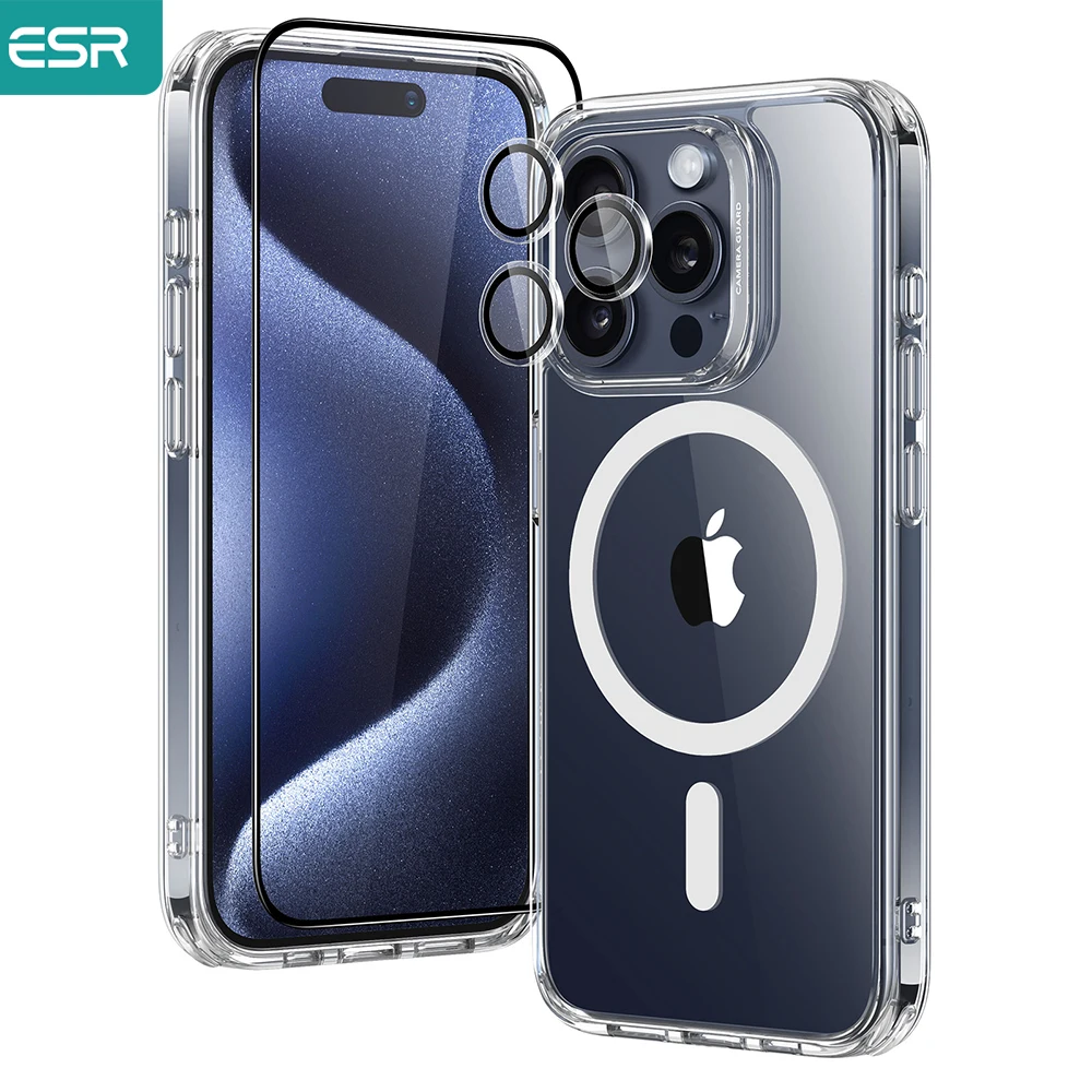 

ESR for iPhone 15 Pro Max MagSafe Case for iPhone 15 Pro Classic Hybrid Clear Back Cover for iPhone 15 Plus Shell Membrane Set