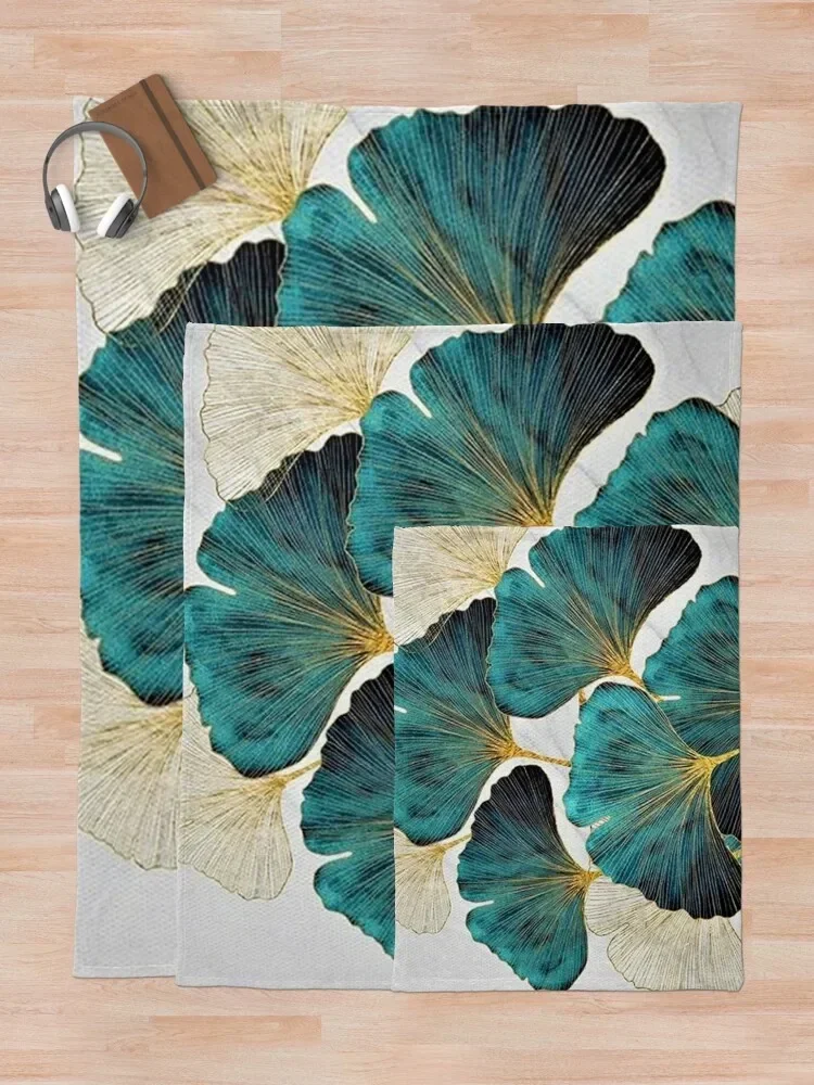 Синее одеяло в виде листьев Гинко мягкие искусственные пушистые одеяла