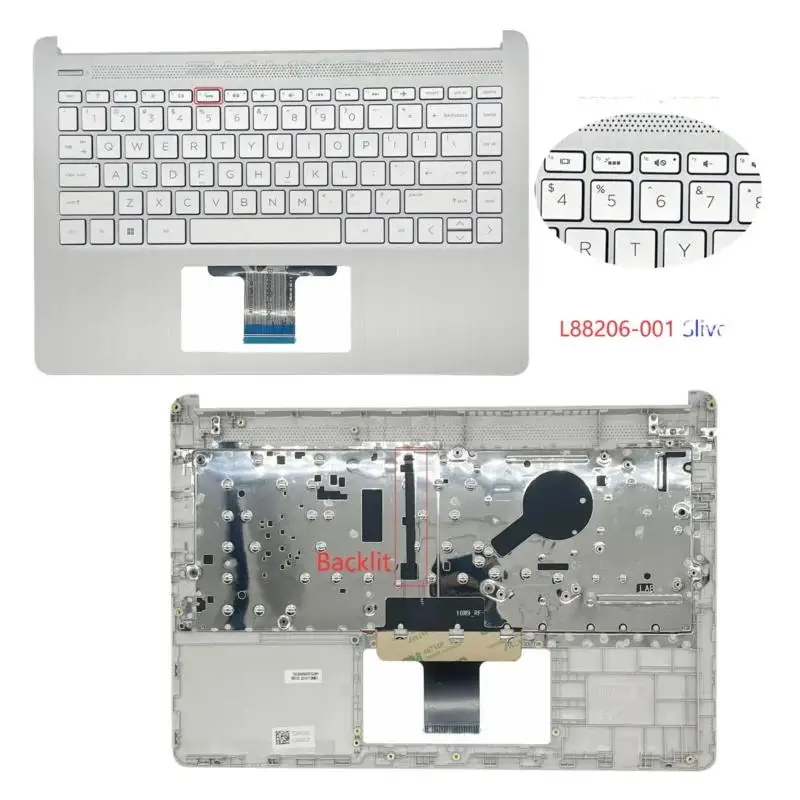 WYORESY упор для рук HP 14-DQ 14T-DQ 14S-DQ 14-FQ американская клавиатура с подсветкой L88206-001