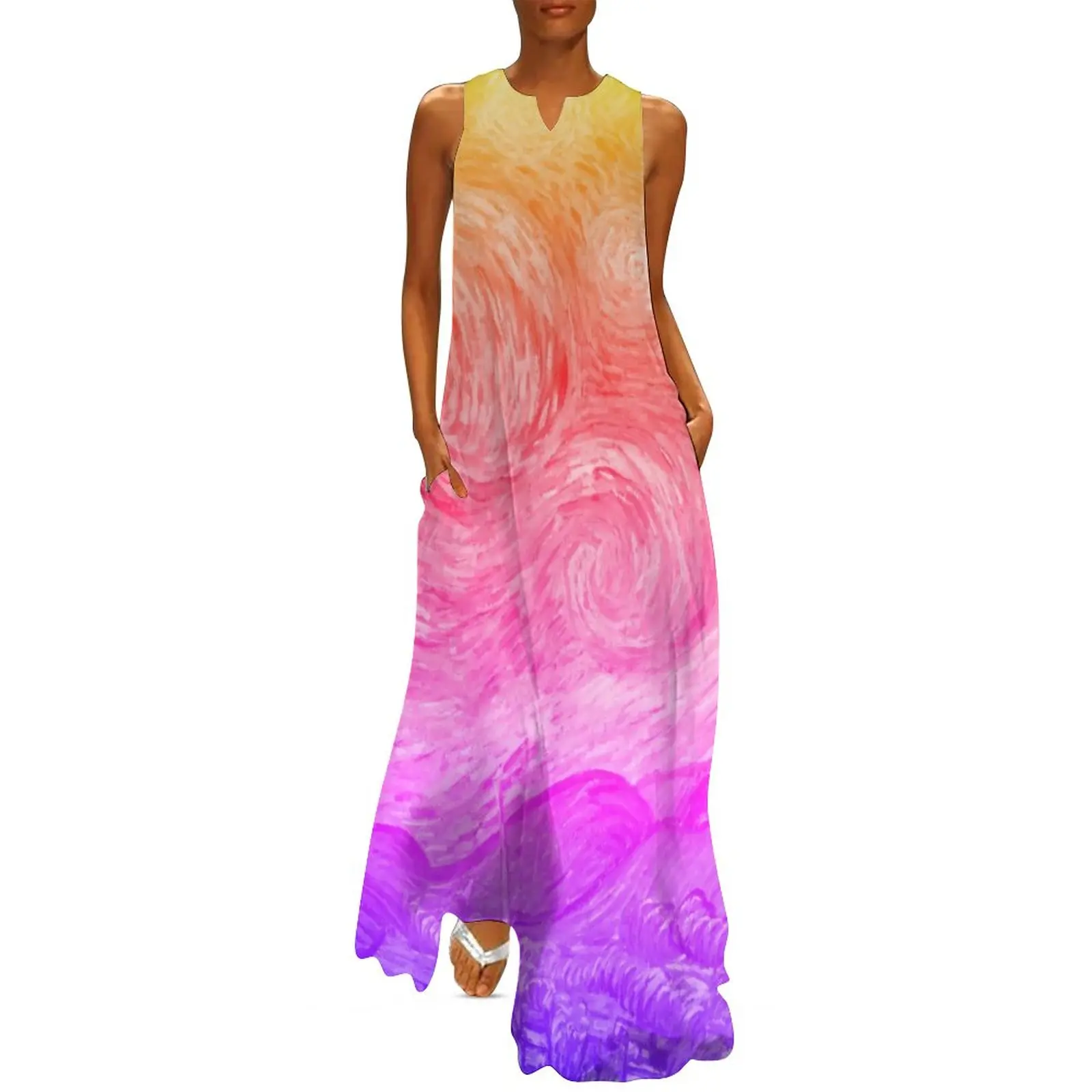 

The Starry Night Dress Summer Vincent Van Gogh Aesthetic Boho Beach Long Dresses Female Pattern Vintage Maxi Dress Big Size 4XL