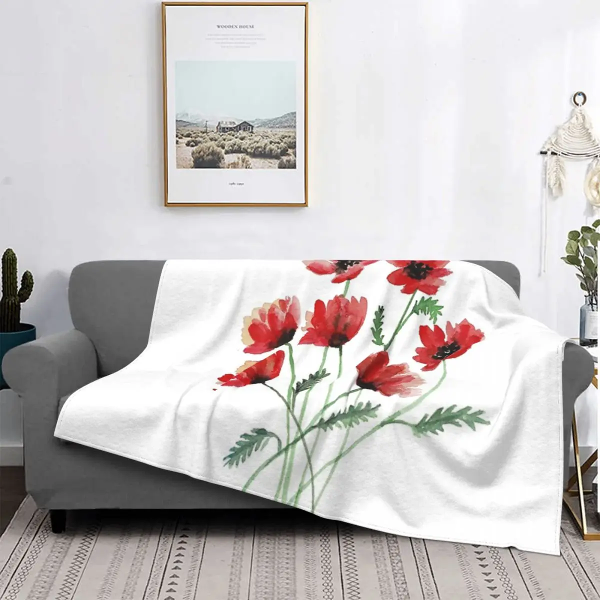 

Manta de amapolas rojas, colcha de cama, alfombra a cuadros, cubierta de playa, manta con capucha, fundas de cama de Winter