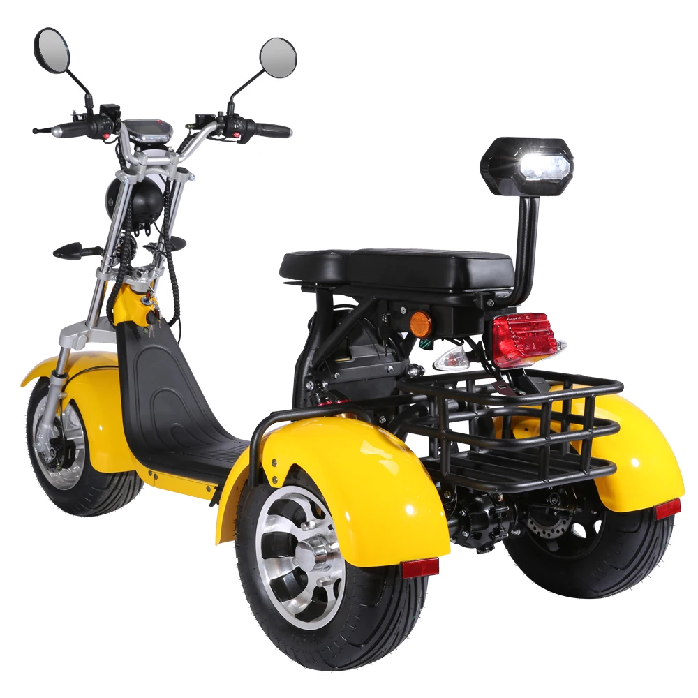 

Yellow electric motorcycle full size color custom three-wheel electric scooter 60V motorcycle electric