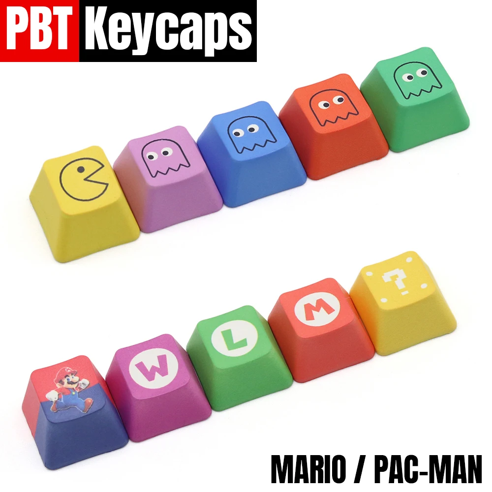 

OEM Profile PBT 5pcs Keycaps for MX Mechanical Gaming Keyboard Gamers Computer KeyCap Color Mario and Ghost Personalise