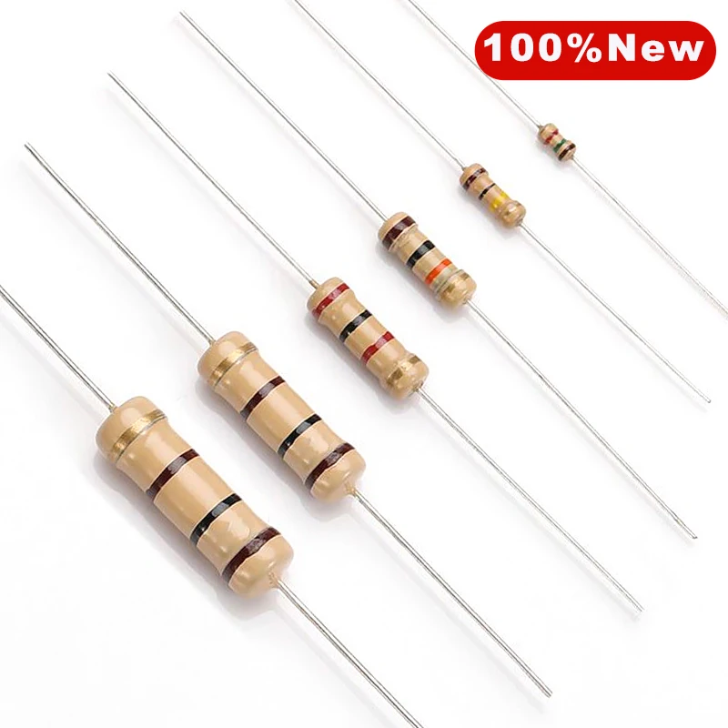 

100pcs 5% 1/4w Carbon Film Resistor 0.25W 100Ω 220R 330 1K 1.5 2.2K 3.3 4.7 3 10 22 47 51 68 100K Ohm Color Ring Resistance