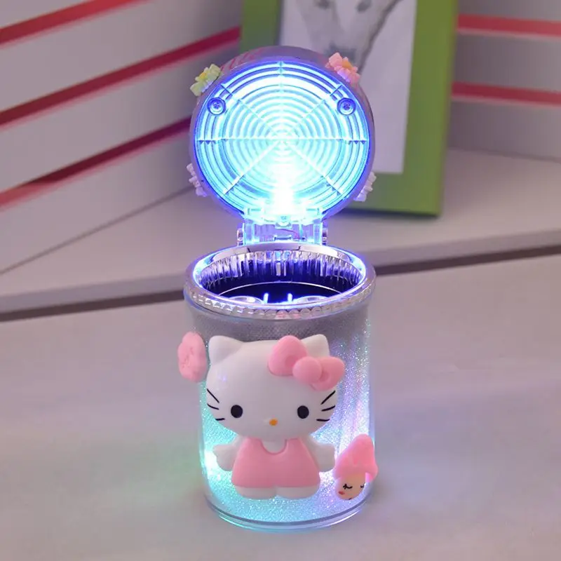 

Hello Kitty Personality Seven Colors Noctilucent Cute Cartoon Creativity Ashtray with Lid Home Trend Covered Desktop Ashtray