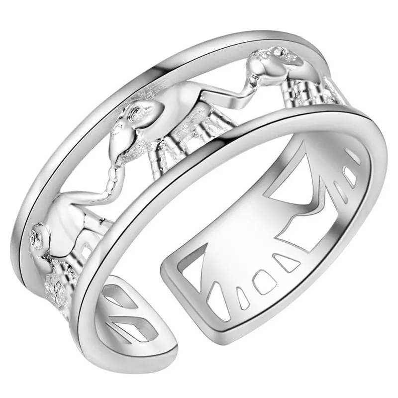 

Hot new 925 Sterling Silver Rings for Women Elephant adjustable Elegant Fashion Wedding girl Party Gifts Charm Jewelry