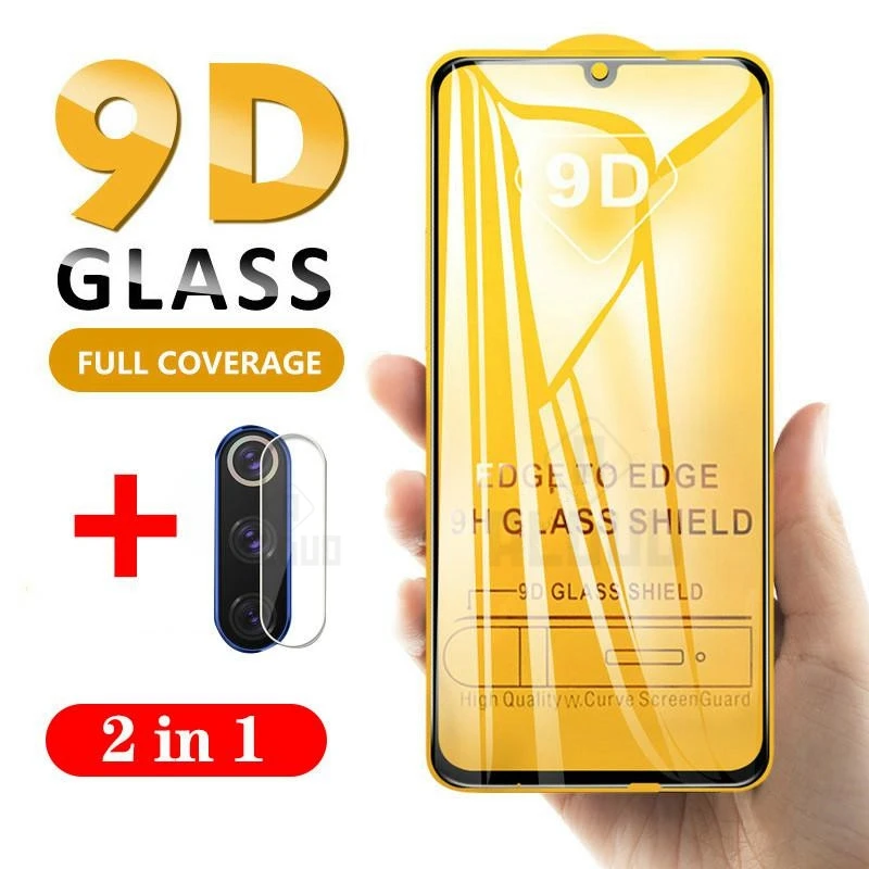 

2 in 1 9D Full Cover Glass For Xiaomi Redmi Note 9s 8 9 10 pro 8T 9T Protective Screen Protector On Red mi Note 10pro 8 t Glass
