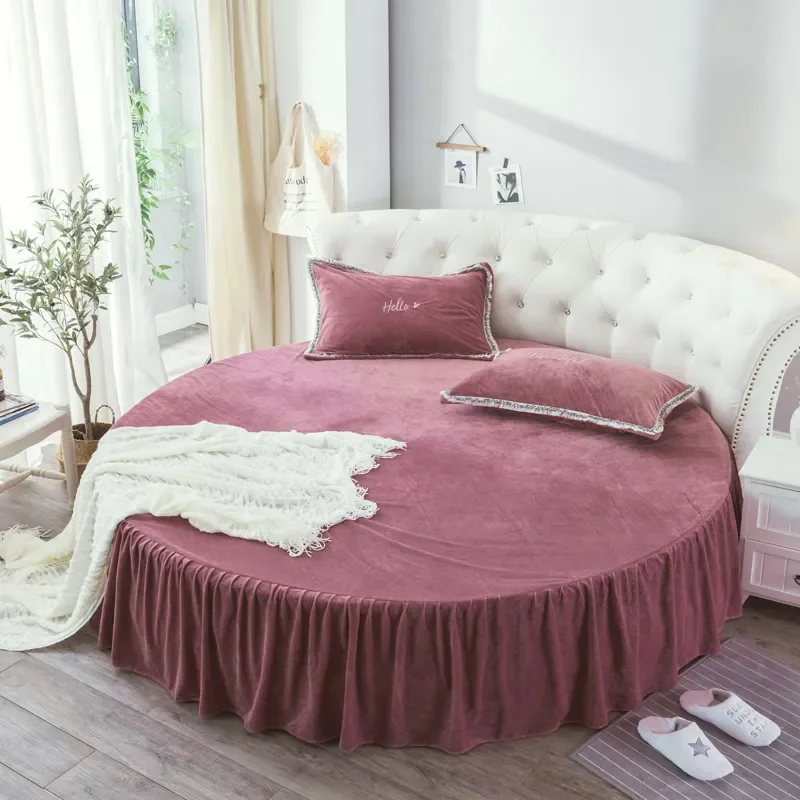 

Winter 200cm-220cm Sheet Round Color Velvet Without Velvet Round Flannel Bed Pillowcase Coral Sheet Diameter Simple