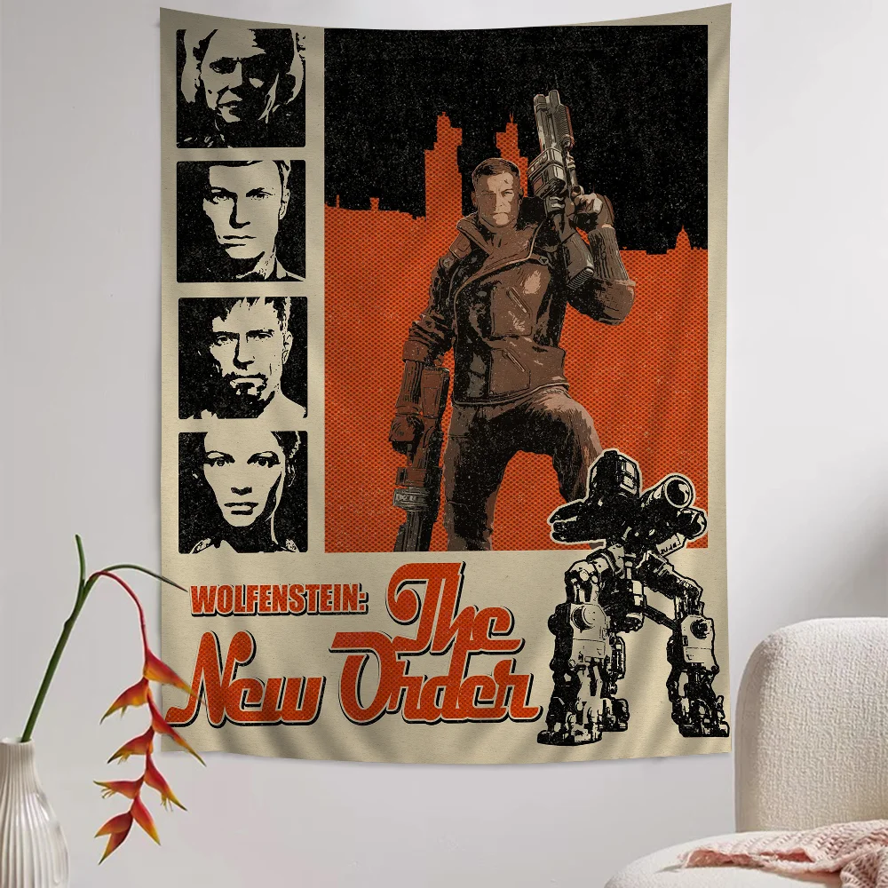Wolfenstein аниме видеоигра диаграмма гобелен для гостиной домашний декор в общежитии