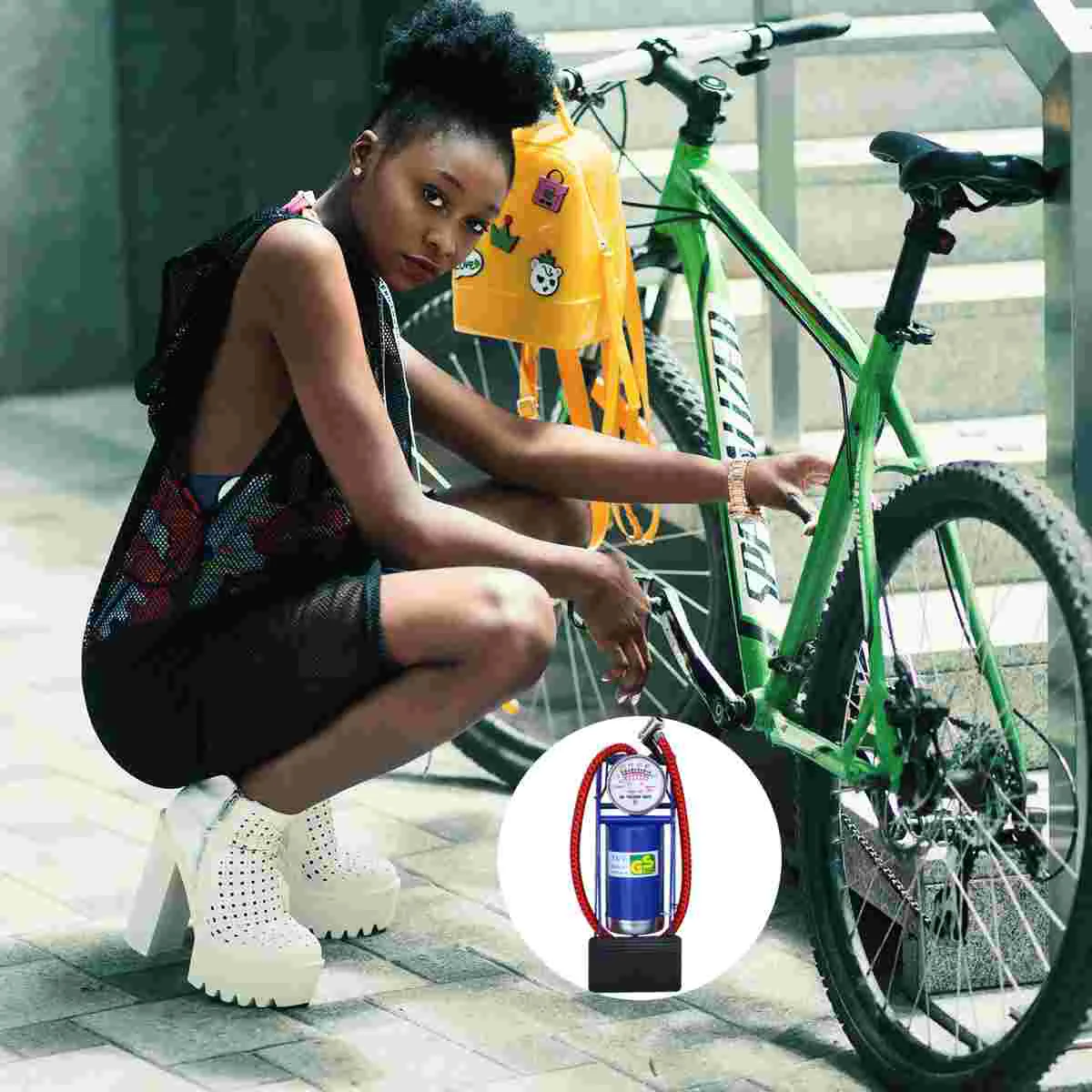 

Велосипедный напольный насос, велосипедный насос для шин, насос с ножной активацией, воздушный насос высокого давления для велосипеда, авто...