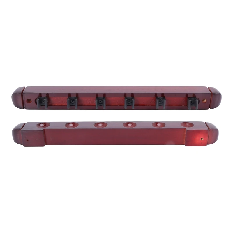 

Billiard Pool Snooker Table Wall Mount Hanging Professional 6 Cue Sticks Solid Wood Rack Holder