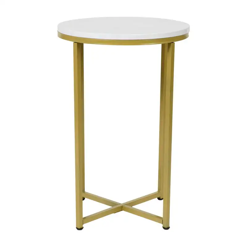 

Современный концевой стол, белый мрамор/матовое золото
