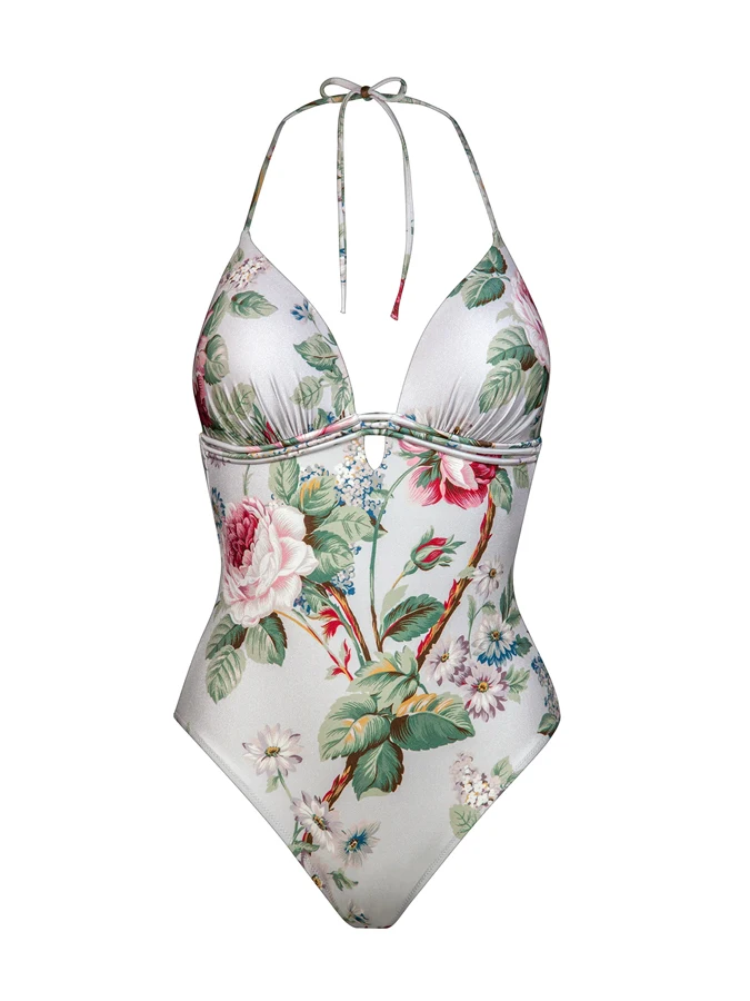 Floral Print Open Back Swimsuit for Girl 2023 Women's Fashion Swimwear Summer Hanging Neck Straps Beachwear Bathing Suits Sexy