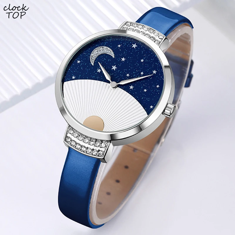 

Fashion Starry Sky Dial Design Women Ladies Quartz Wristwatches Casual Female Clock Waterproof Moon Stars Watch Relogio Feminino