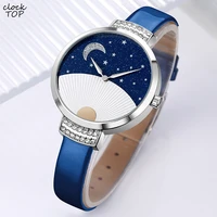 fashion starry sky dial design women ladies quartz wristwatches casual female clock waterproof moon stars watch relogio feminino