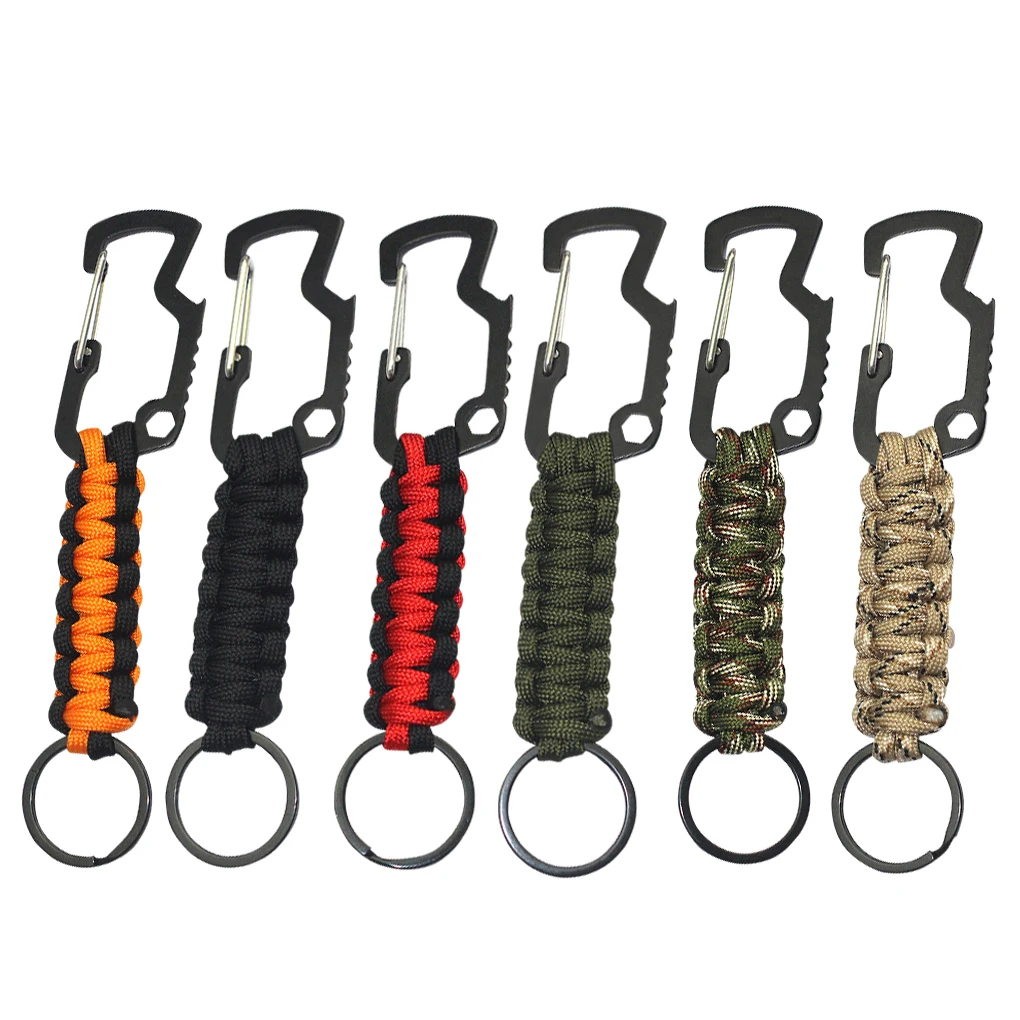 

Outdoor Paracord Rope Bottle Opener Car Keychain Climb Keychain Tactical Survival Tool Carabiner Hook Cord Backpack Buckle
