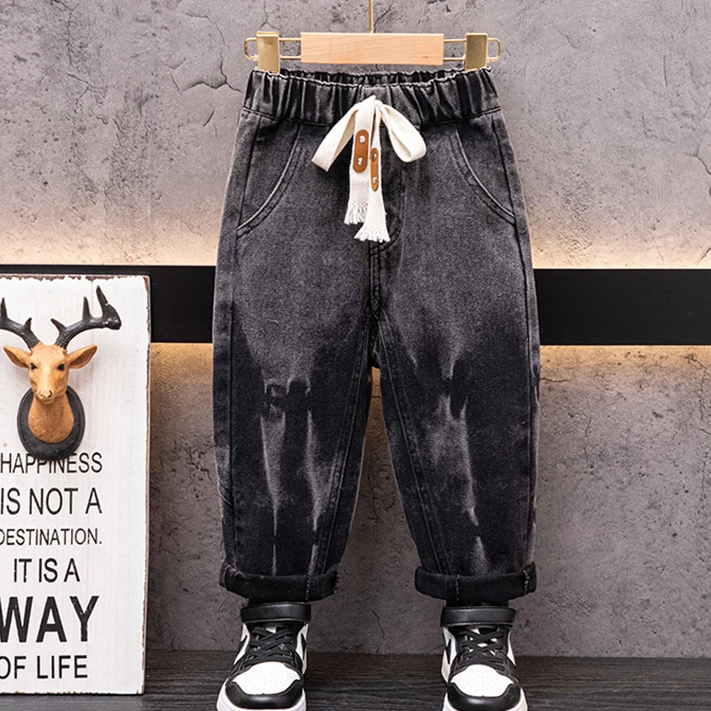 

Джинсы для мальчиков, Детские мешковатые джинсовые брюки, брюки с широкими штанинами, детская одежда для подростков, детская одежда на весну и осень 4, 5 цветов