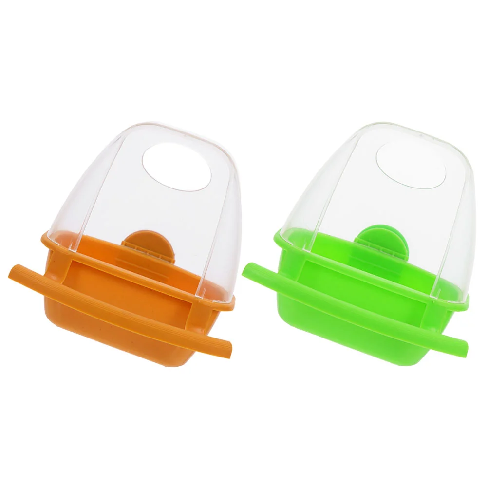 

2 Pcs Bird Food Box Parrot Cage Catcher Parakeet Feeder Outdoor Pet Accessories Dispenser Plastic