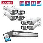 ZOSI 5MP PoE Система камер домашней безопасности 16CH 4K H.265 + PoE NVR рекордер и (8) 5MP камера наблюдения пули PoE сетевая ip-камера
