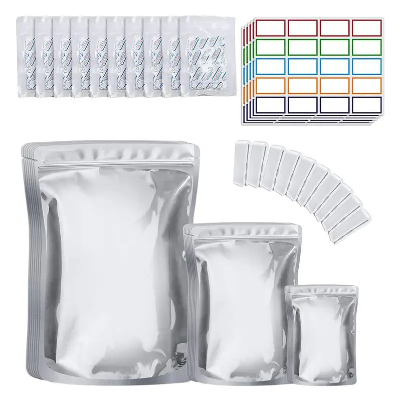 

Mylar Bags With Oxygen Absorbers Mylar Bags For Food Storage With 100x400CC Oxygen Absorbers 400cc And Labels 3 Layers Thicken
