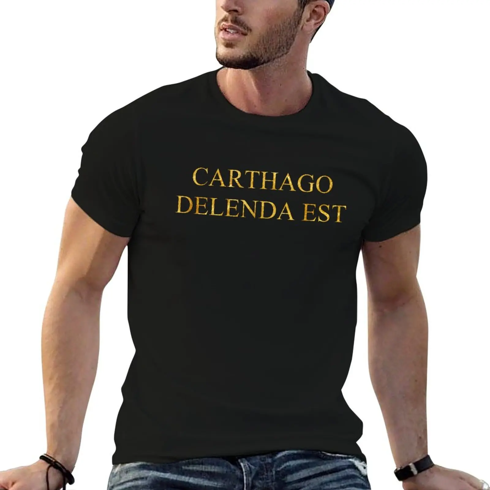 Фото Футболка Carthago delenda est/Carthage must be destroyed (золотая) — дышащая, легкая, летняя, повседневная. №1