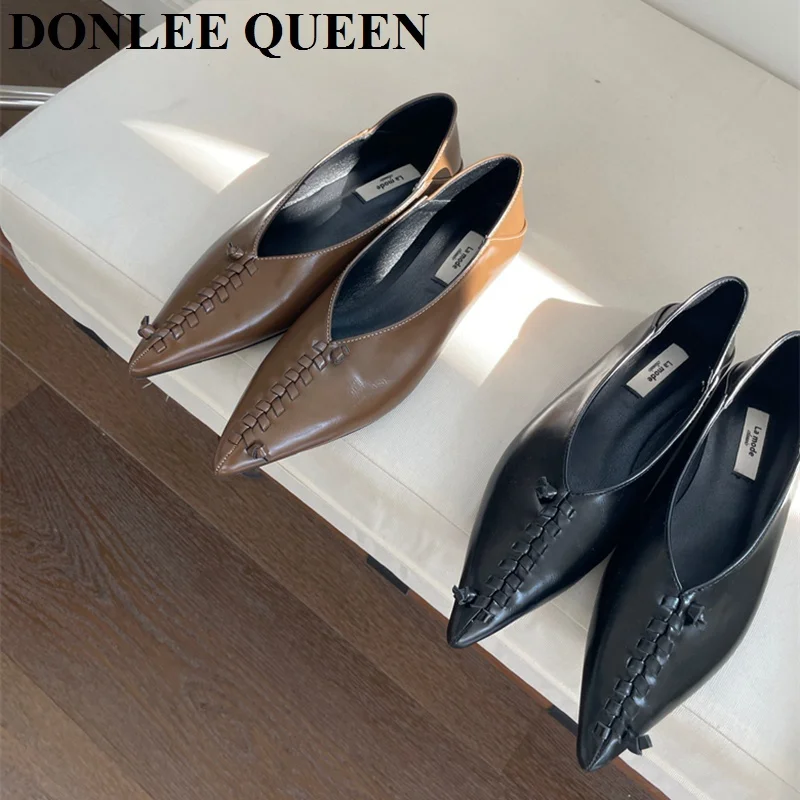 

New Arrival Pointy Toe Flat Women Shoes Shallow Net Leisure Dress Shoes 2023 Brand Design Weave Flat Ballet Soft Moccasin Loafer
