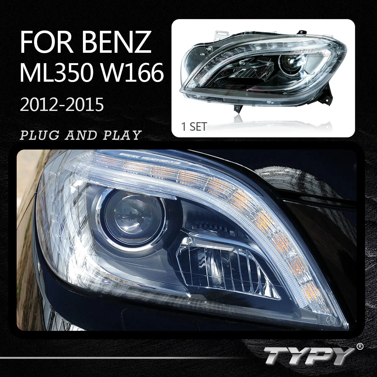 

Car Headlamp Headlights Modified Head Lamp Head Light Halogen Lamp Upgrade Xenon Lamp For Mercedes Benz ML350 W166 2012-2015