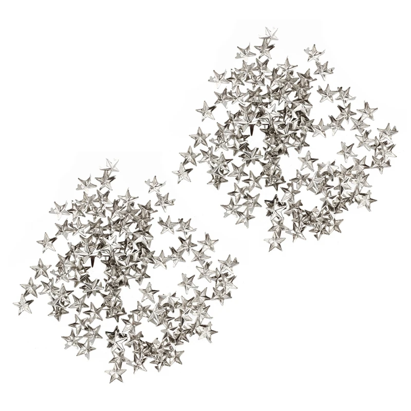 

200 X Silver Star Rivets For Bag/Shoes/Gloves 10Mm