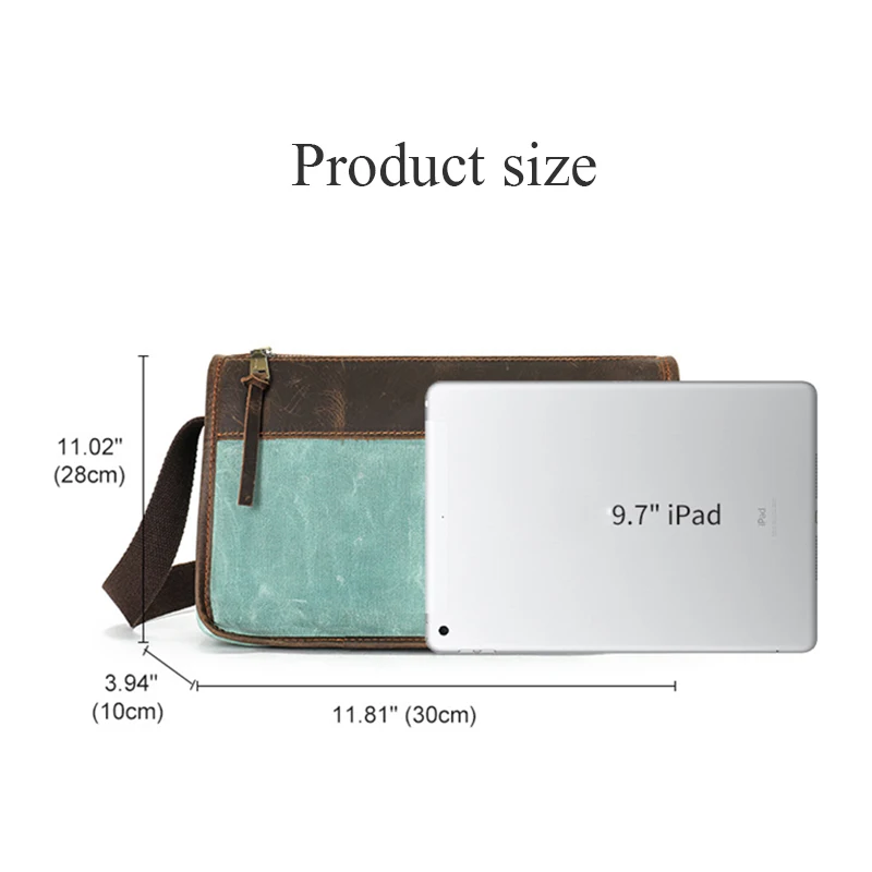 Vintage Men's canvas Leather waterproof crossbody bag Casual shoulder bag B6100