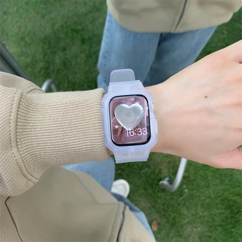 

Силиконовый прозрачный ремешок для Apple Watch 7 6 SE 5 4 3 2 iwatch 41 мм 45 мм 38 мм 40 мм 44 мм 42 мм