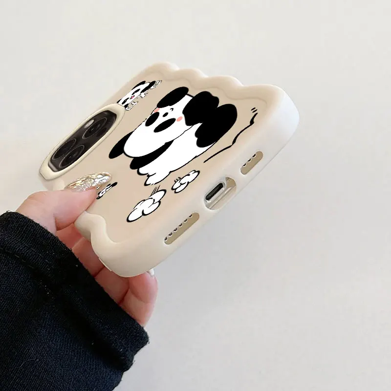 Модный чехол для телефона Panda Macalong iPhone XR 11 12 13 14 15 PRO MAX PLUS мягкий с волнистыми